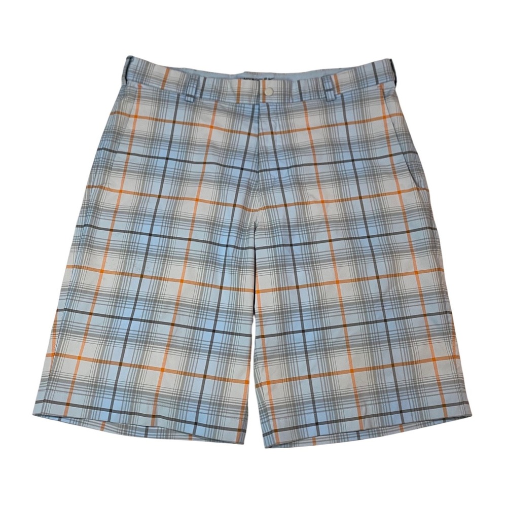 Nike Golf Tour Performance Dri-FIT Plaid Shorts Blue Orange Mens 35 509182-453